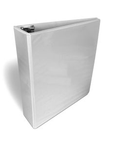 A white 2 inch D-ring binder with a clear view front cover for customizable inserts, designed for organizing documents.