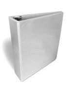 A white 2 inch D-ring binder with a clear view front cover for customizable inserts, designed for organizing documents.